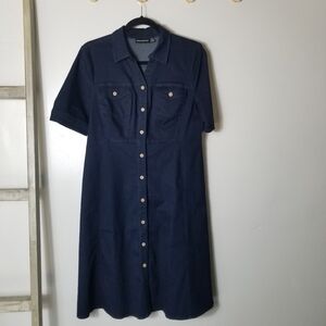 NINA LEONARD DARK WASH BUTTON DOWN DRESS SIZE MEDIUM
